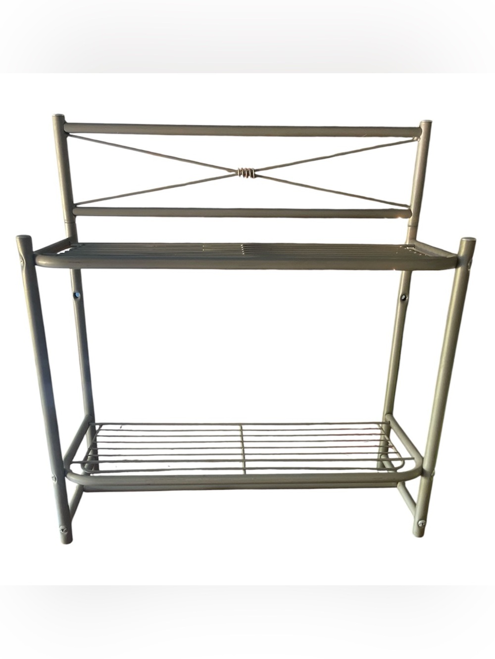 2 shelf wire rack satin nickel finish 19.5W x 20.5H x 7D storage organization